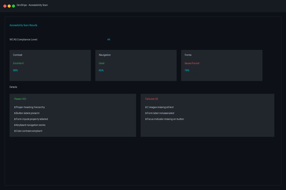 DevWipe Accessibility Scanner
